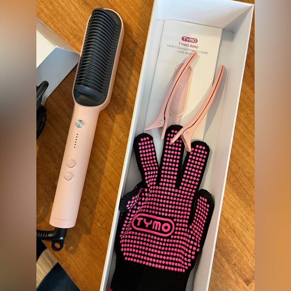 TYMO Hair Straightening Comb Set in Pink